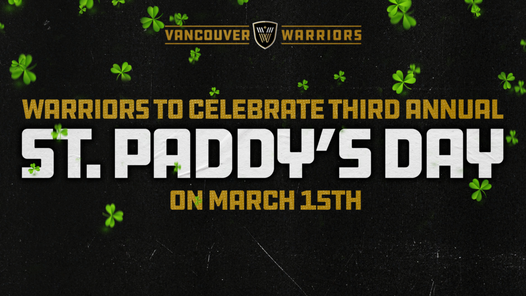 Vancouver Warriors 2024 St. Paddy's Day Press Release